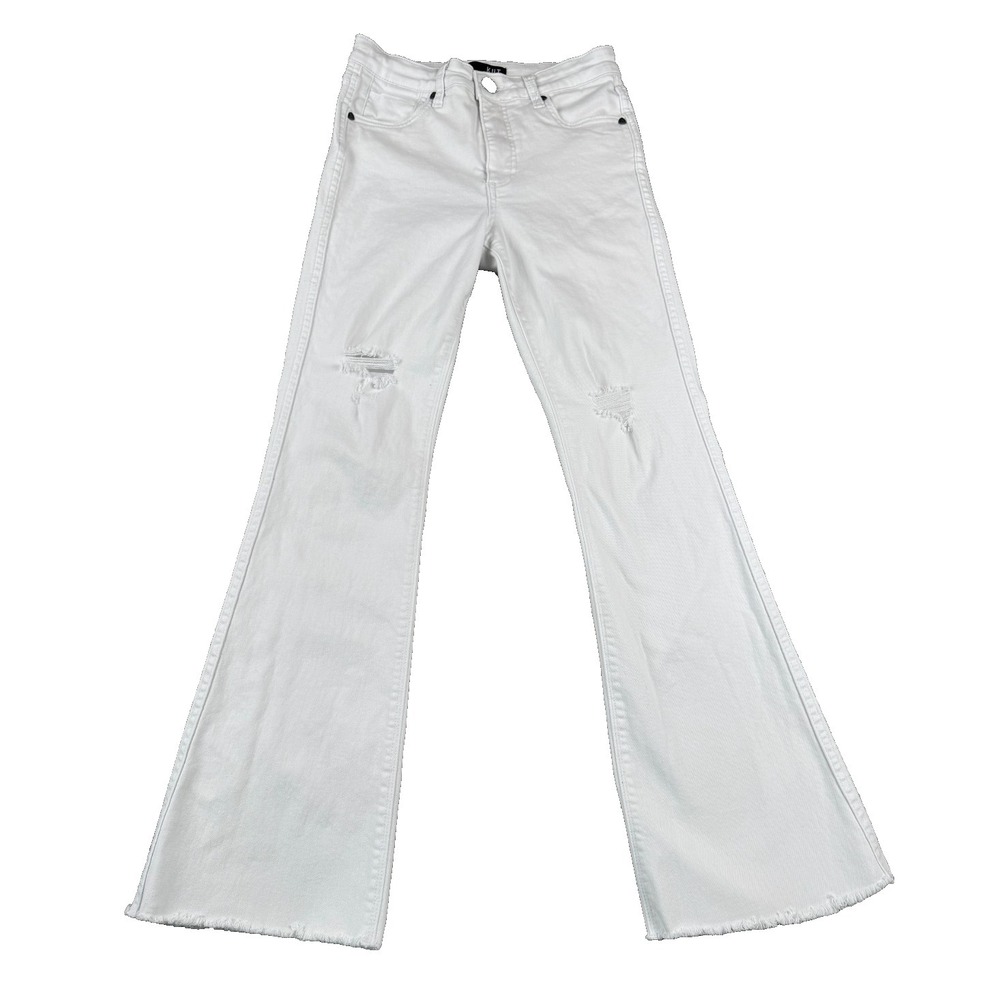 KUT from the Kloth Women's Jeans Size 0 White Stella Fab Ab Raw Hem Flare